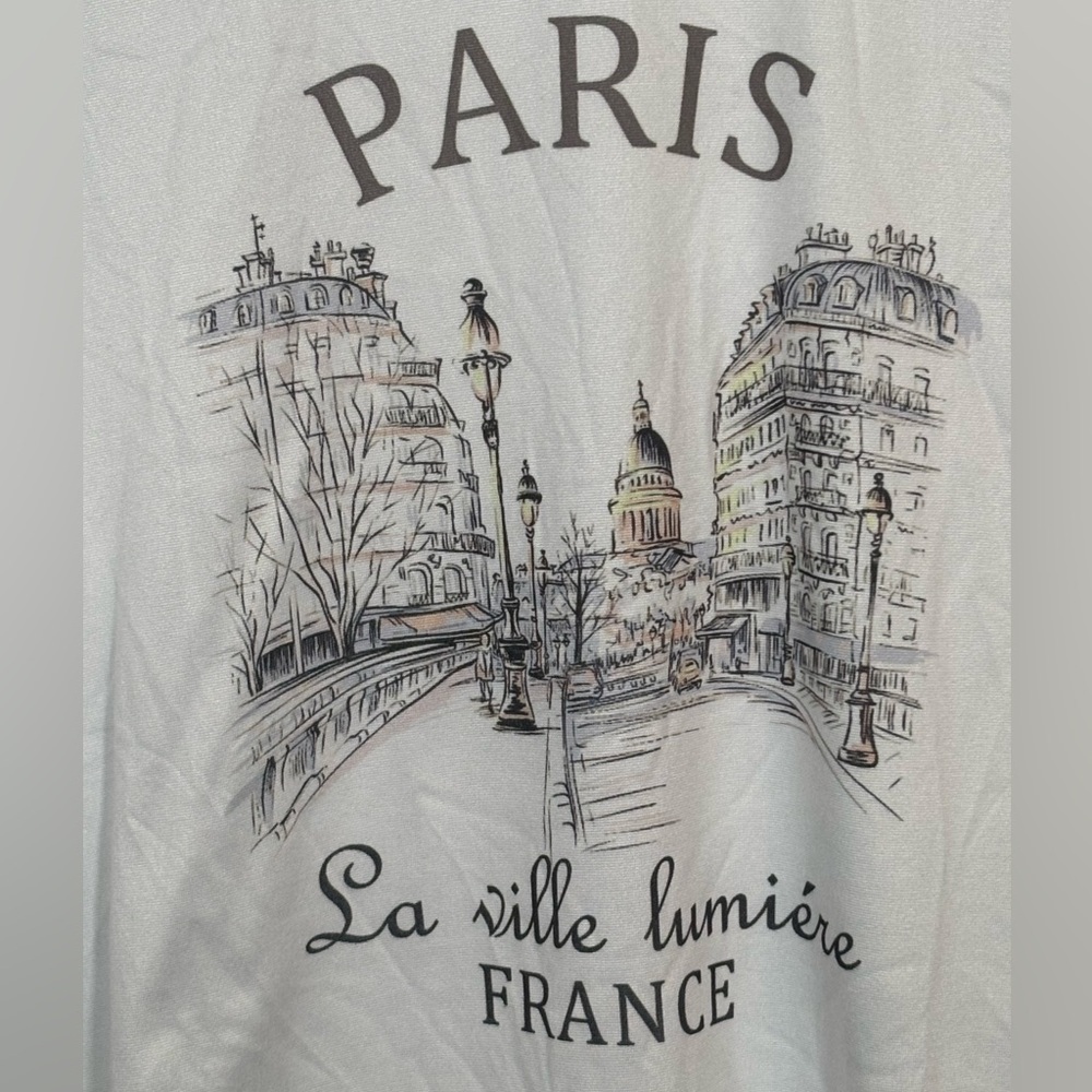 Paris Graphic Tee La Ville Lumière France White Short Sleeve Shirt L - Picture 2 of 8